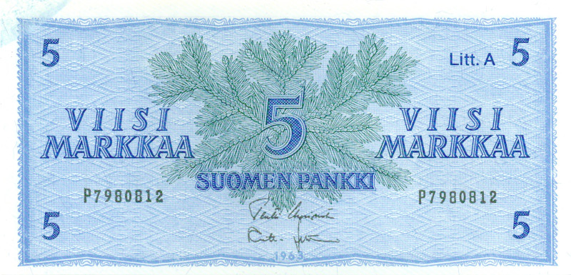 5 Markkaa 1963 Litt.A P7980812 kl.8